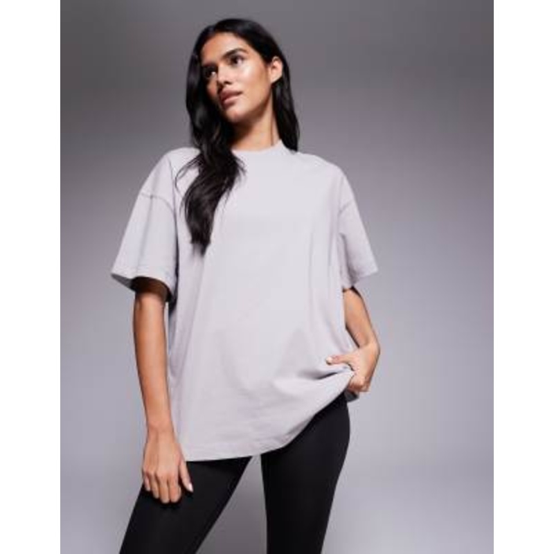 4505 Icon boxy heavyweight cotton T-shirt with quick dry finish in ash
