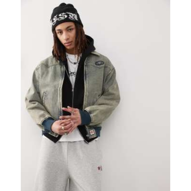 Aape by A Bathing Ape denim western jacket with back embroidery in vintage wash