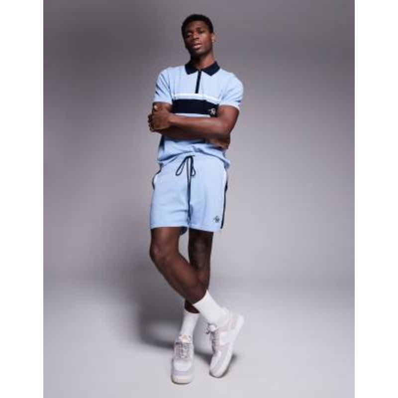 Alma De Ace knitted polo t-shirt in blue – part of a set