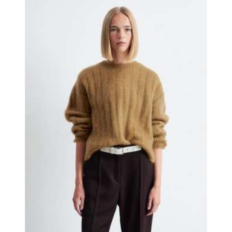 & Other Stories supersoft fluffy mohair and wool wide rib sweater in dark beige