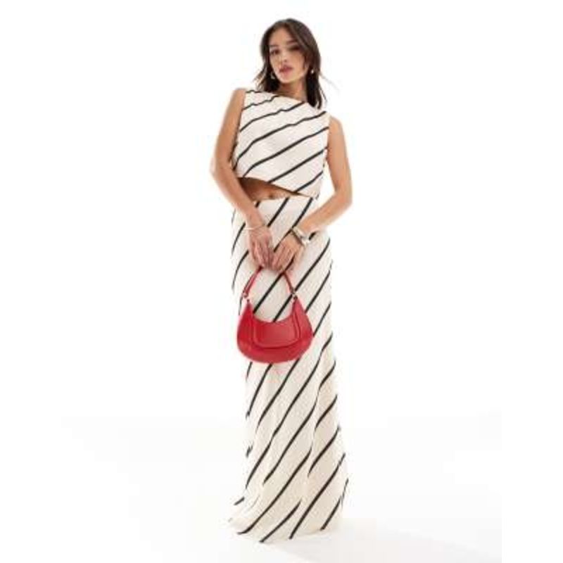 Pretty Lavish set in beige stripe print