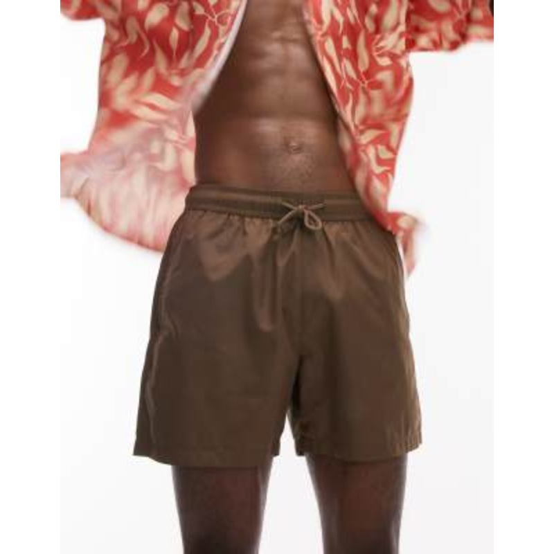 Topman swim shorts in brown