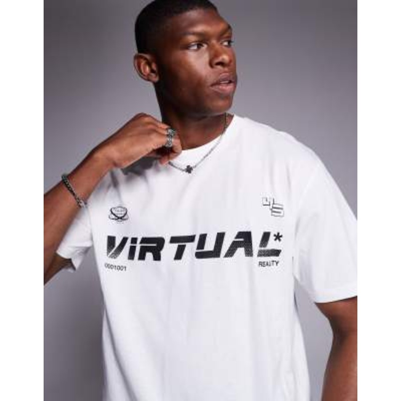 ADPT oversized t-shirt with front print in white