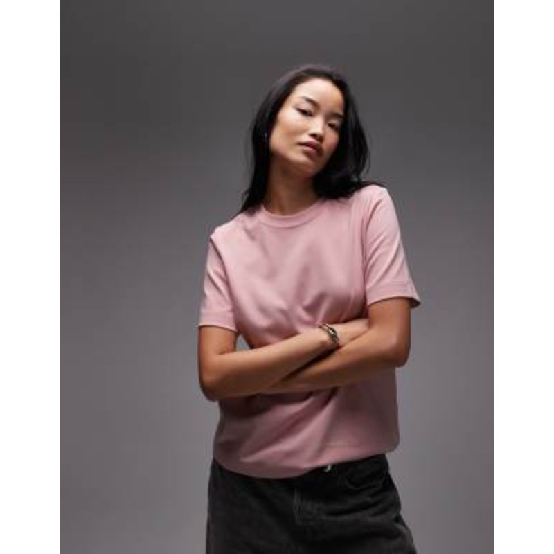 ARKET heavyweight jersey boxy T-shirt in light pink