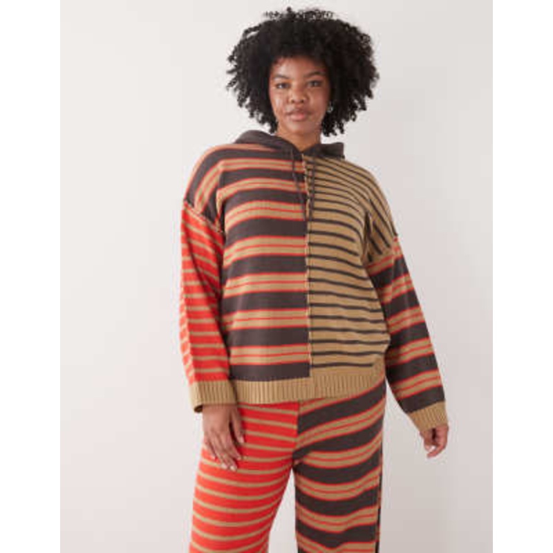 COLLUSION Plus knit spliced stripe hoodie – part of a set