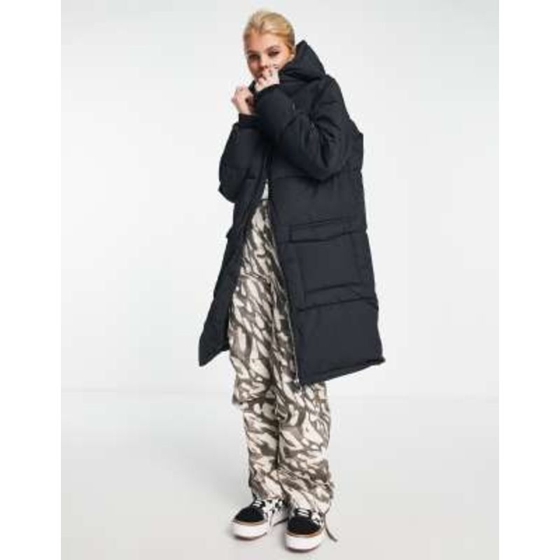 Object Longline Padded Coat in black