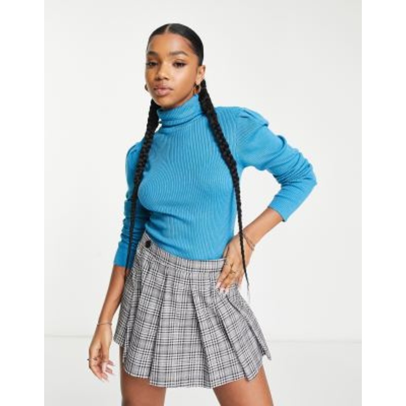 Y.A.S. Jenny ribbed roll neck sweater in bright blue