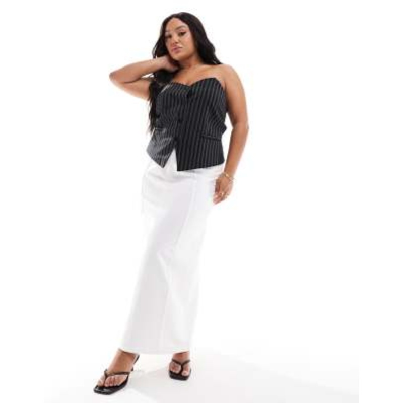 4th & Reckless Plus exclusive maxi seam detail skirt in white