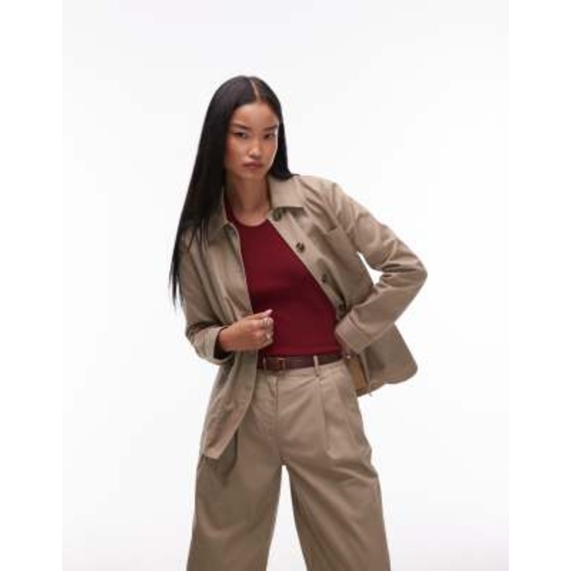 AWARE trucker style tailored jacket in stone – part of a set