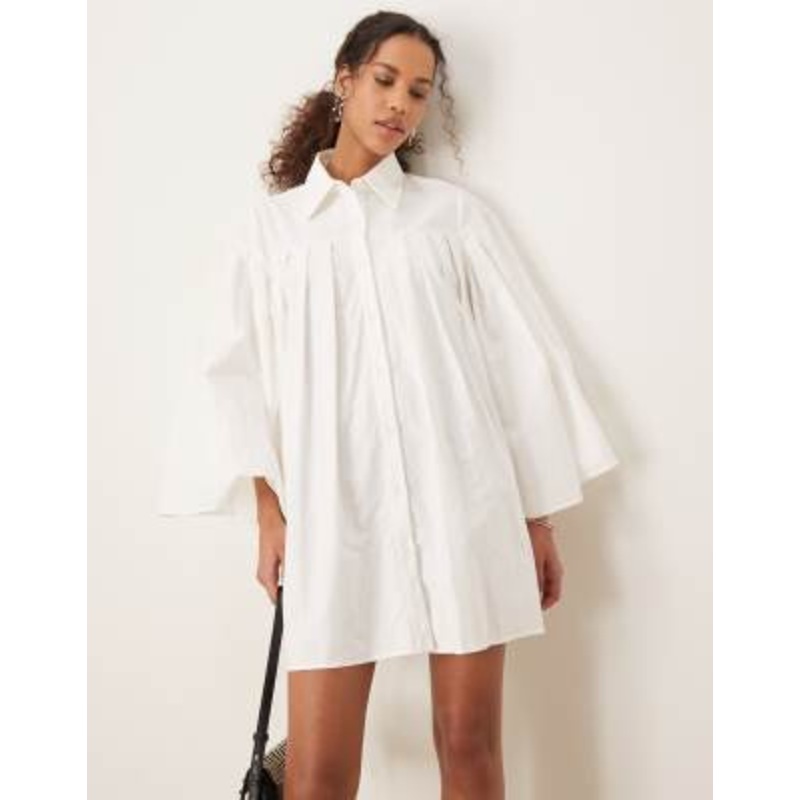Ghospell pleated mini dress in pearl white