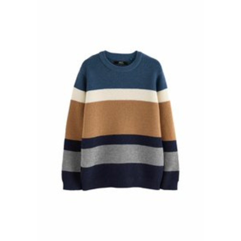 Next CREW NECK – REGULAR FIT – Strickpullover – blue neutral stripe/blau