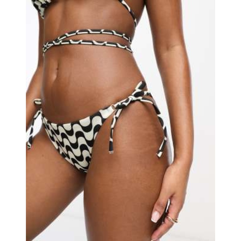 & Other Stories 3 piece tie side bikini briefs in wavy print