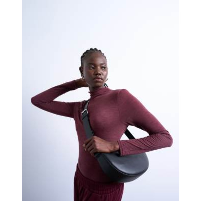 Topshop Cooper cross body real leather bag in black