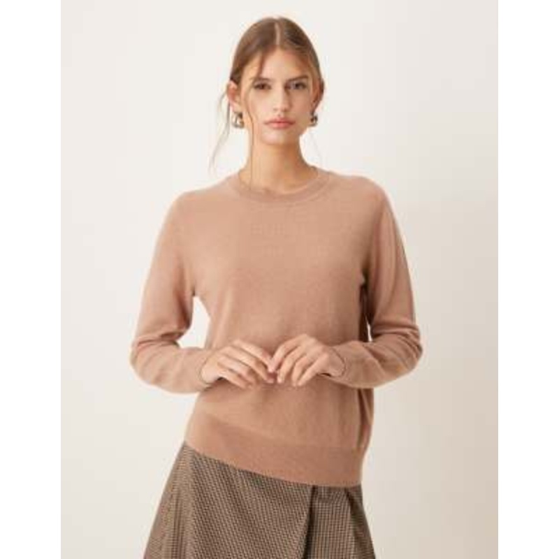Mango Capsule round neck sweater in light brown