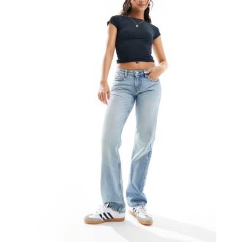 Weekday Arrow low rise regular fit straight leg jeans in aeon blue