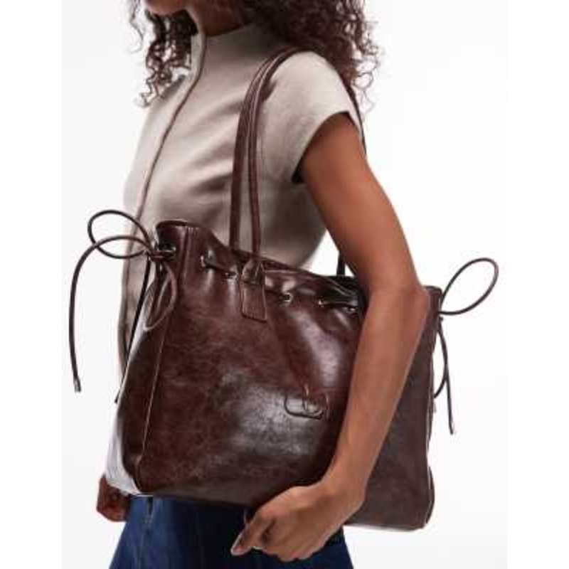 LAAGAM Robbin multi pocket faux leather bag in brown