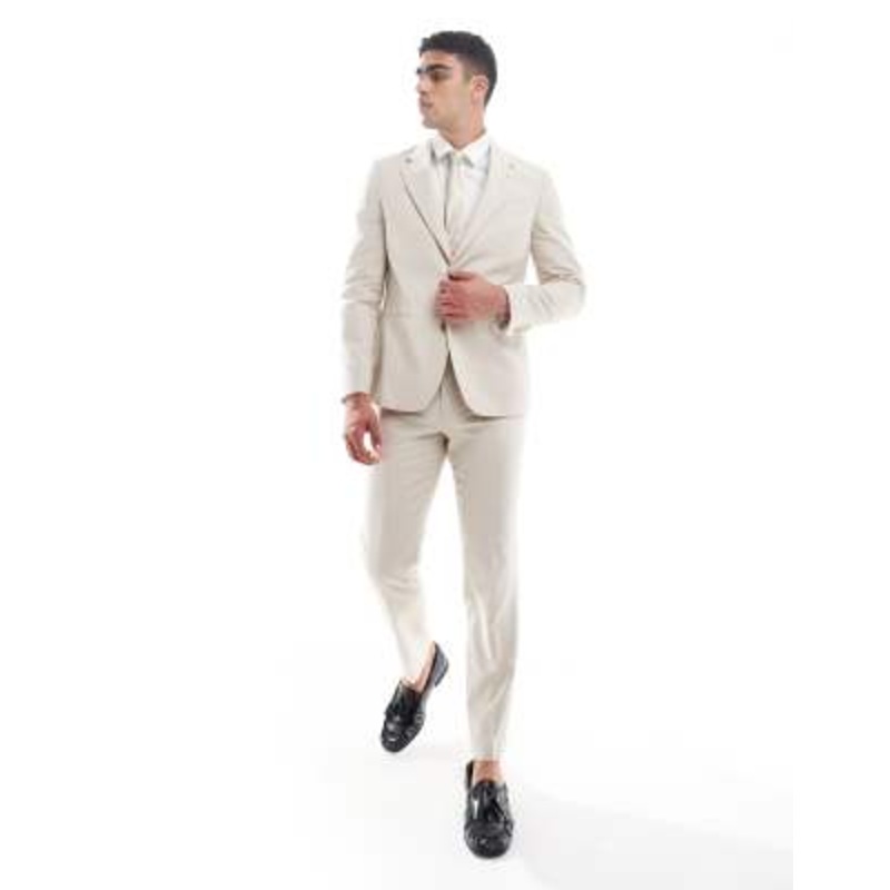 River Island skinny suit in beige