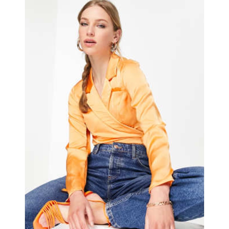 Vila wrap crop shirt in apricot