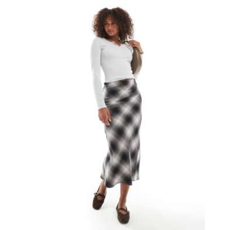 Wednesday’s Girl blurred plaid midaxi skirt in multi