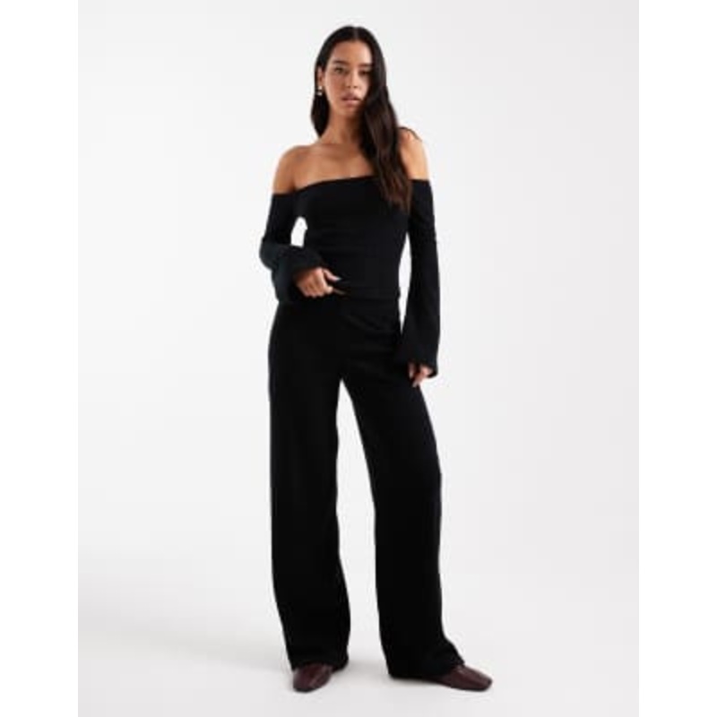 DESIGN brushed rib knit set in black