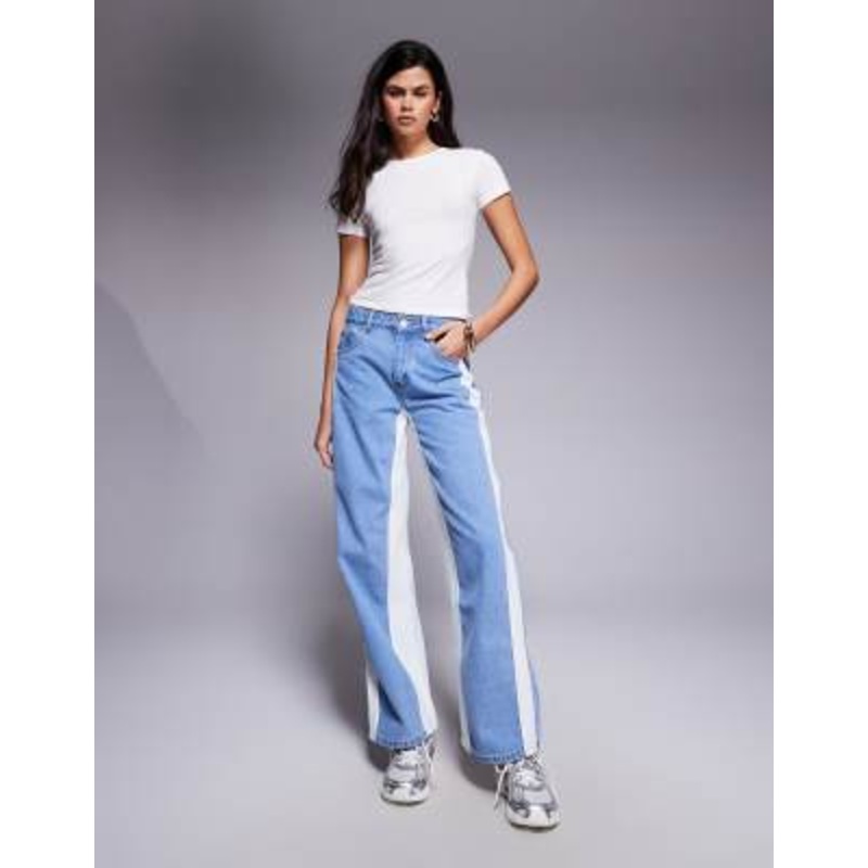 Liquor N Poker baggy biker jeans with contrast panel in multi – part of a set