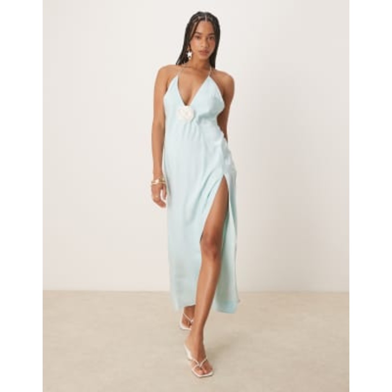 Bardot Ardia halter dress in aqua