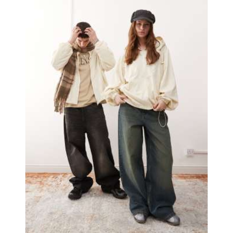 COLLUSION Unisex overhead sports jacket in cream