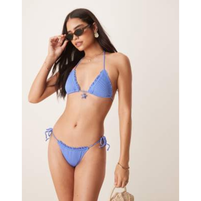 DESIGN Alice lettuce edge bikini in blue