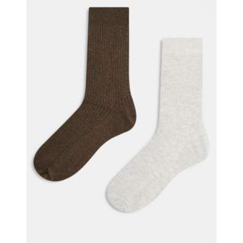 Jack & Jones premium 2 pack sock in light gray and brown