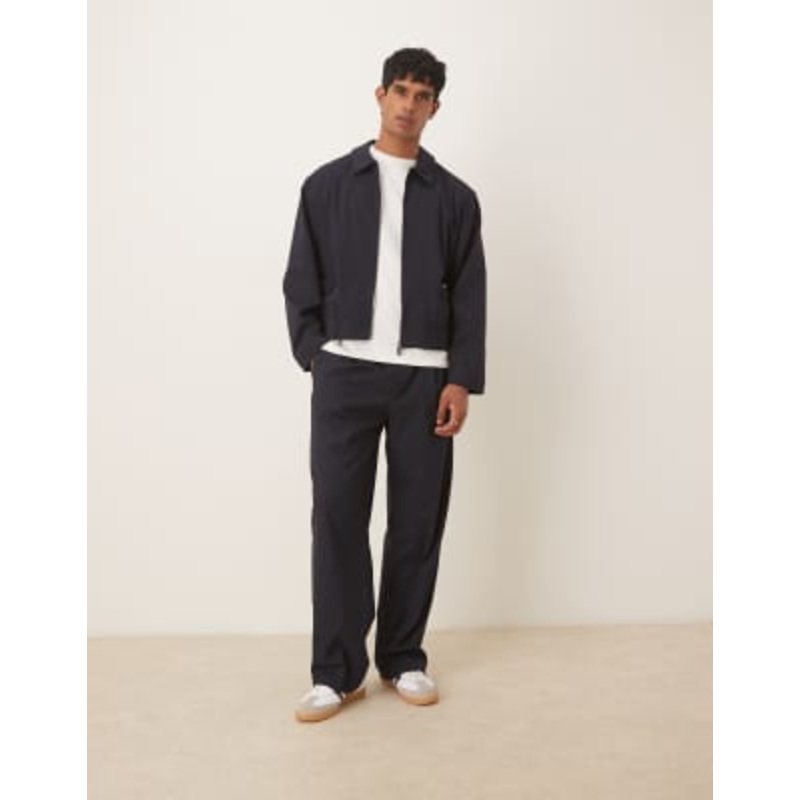 DESIGN dressy blouson set in navy pinstripes