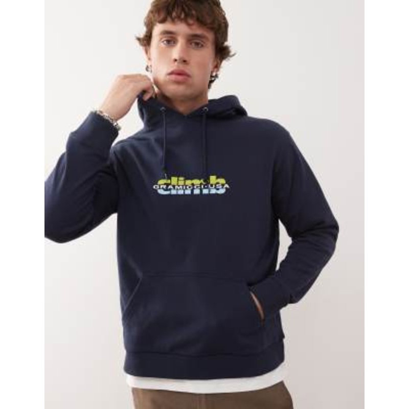 Gramicci climb graphic hoodie in navy
