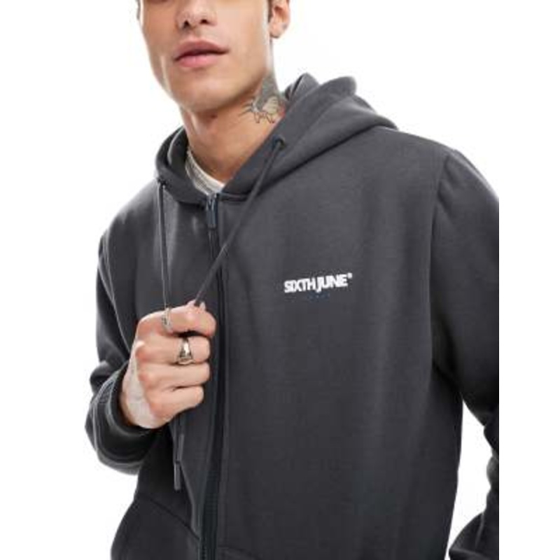 Sixth June printed motif zip hoodie in gray – part of a set
