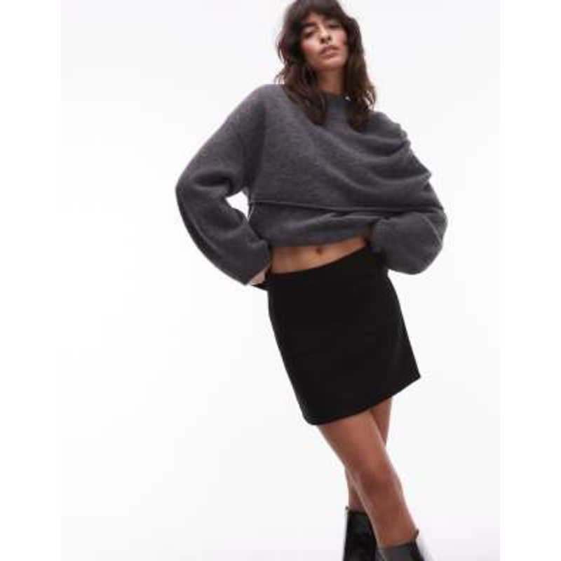 & Other Stories mini skirt with front patch pockets in black