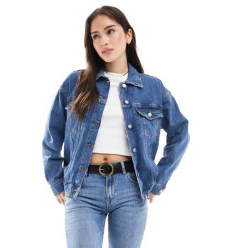 Vero Moda oversized denim jacket in medium blue