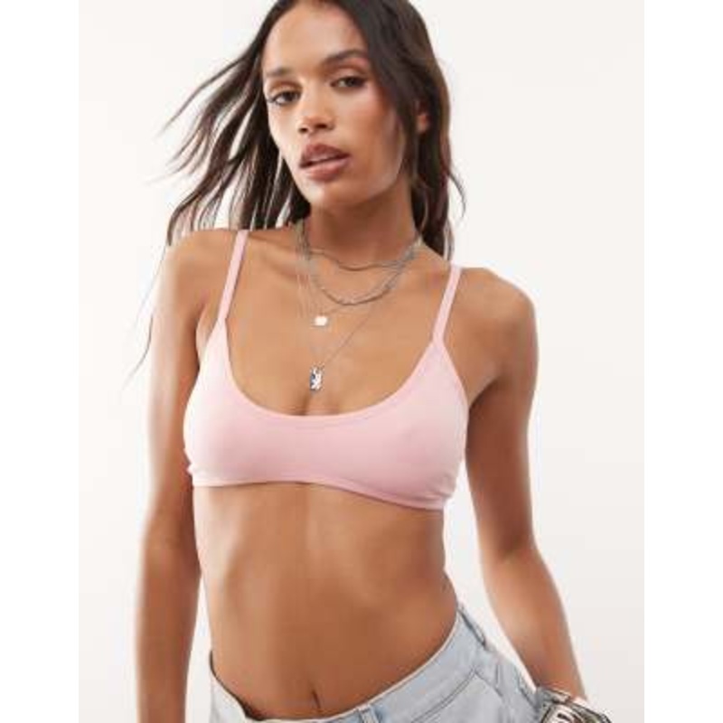 Weekday Inez soft scoop bra in light pink