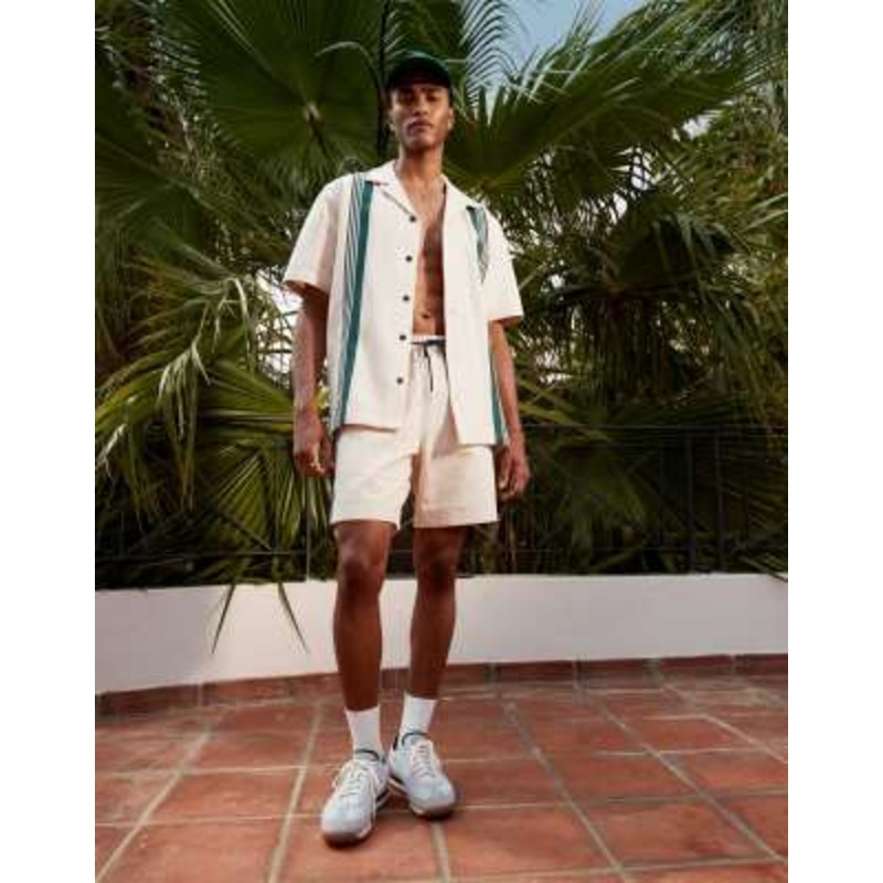 Alma De Ace striped shirt and shorts set in cream