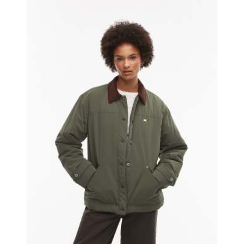 Tommy Jeans cord collar chore jacket in khaki green