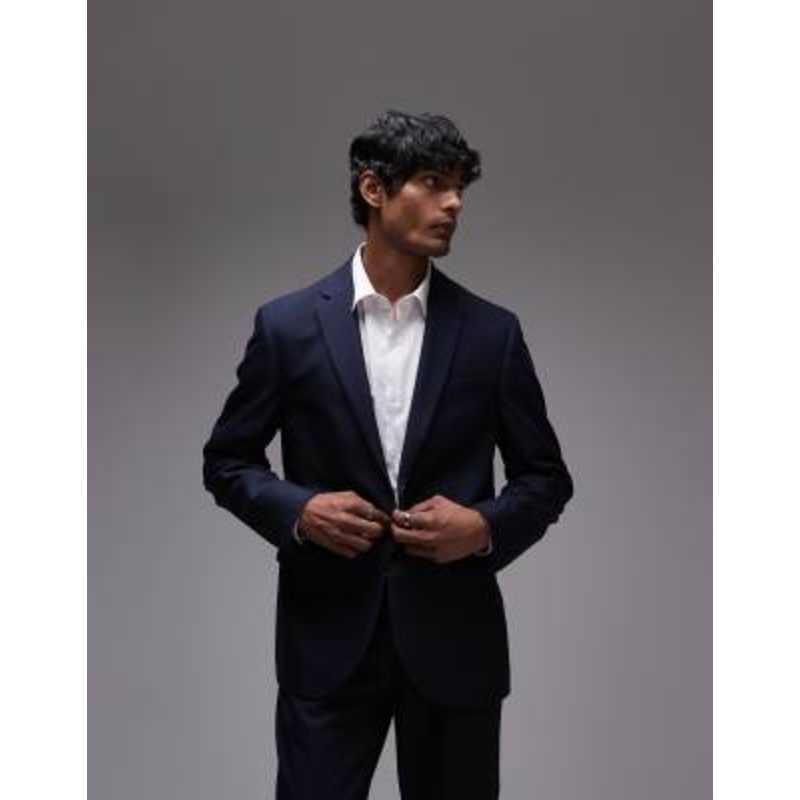 Topman slim suit jacket in navy