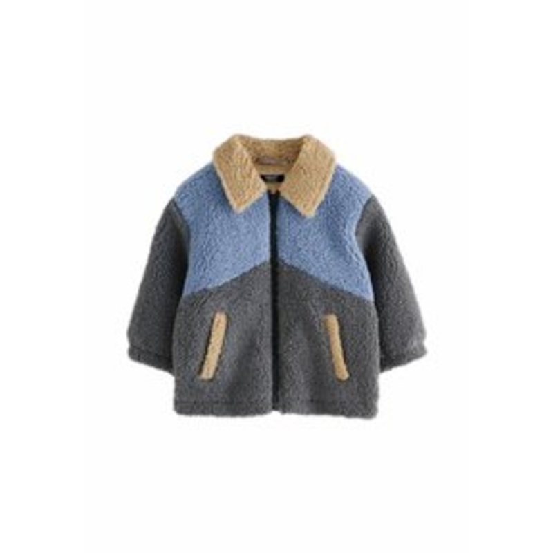 Next Fleecejacke – charcoal/blue/tan colorblock/grau