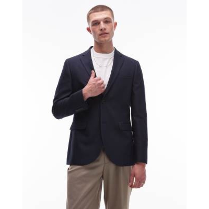 Topman skinny suit jacket in navy