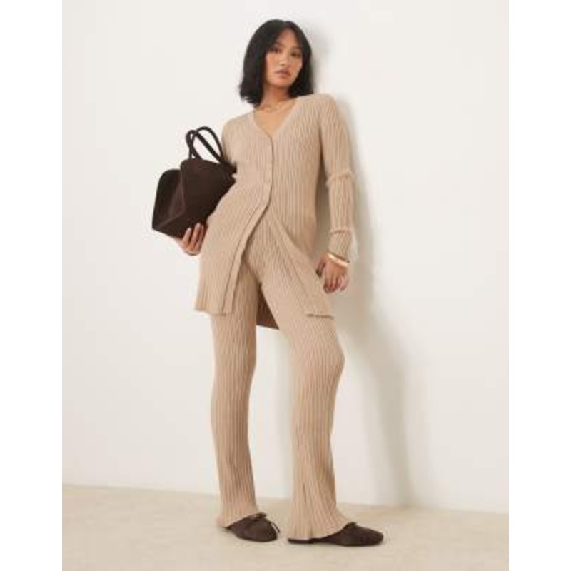 VILA Petite flare pants in tan – part of a set