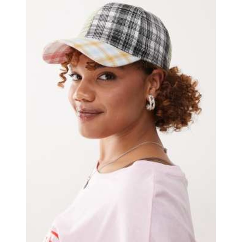 COLLUSION COLLUSION Unisex spliced check cap in multi