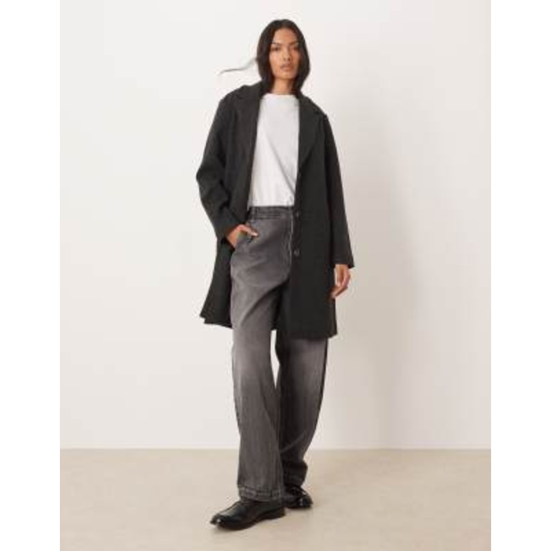 JDY longline coat in black