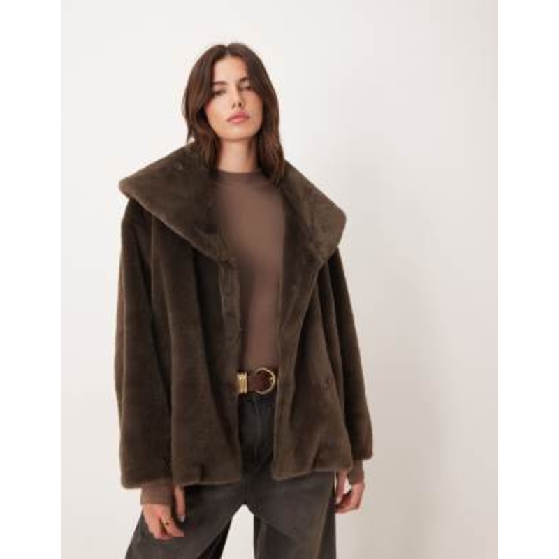Nobody’s Child Tinsley faux fur coat in brown