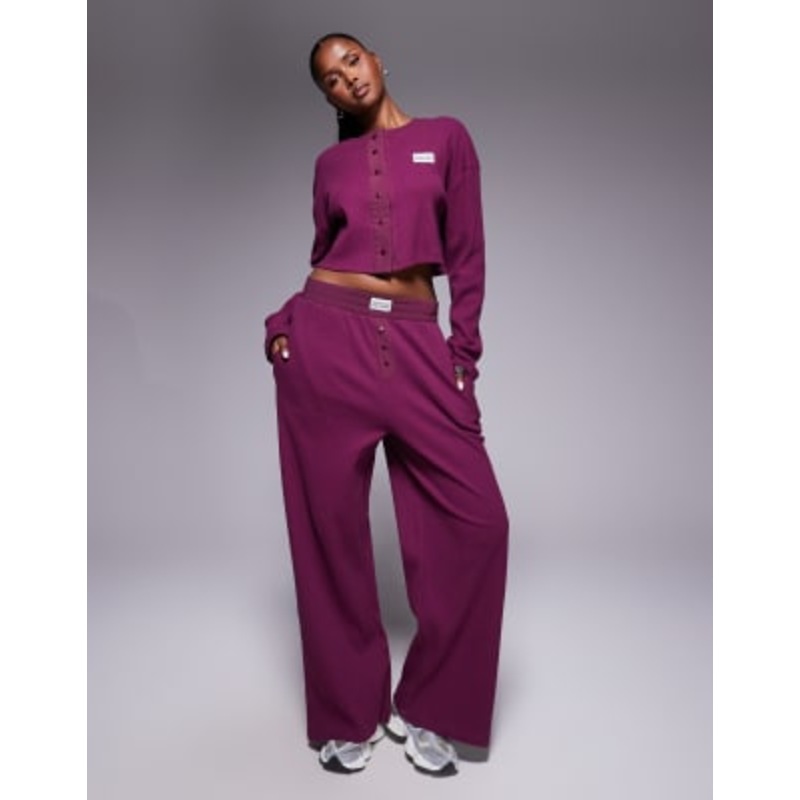 Weekend Collective waffle set with nylon detail in plum