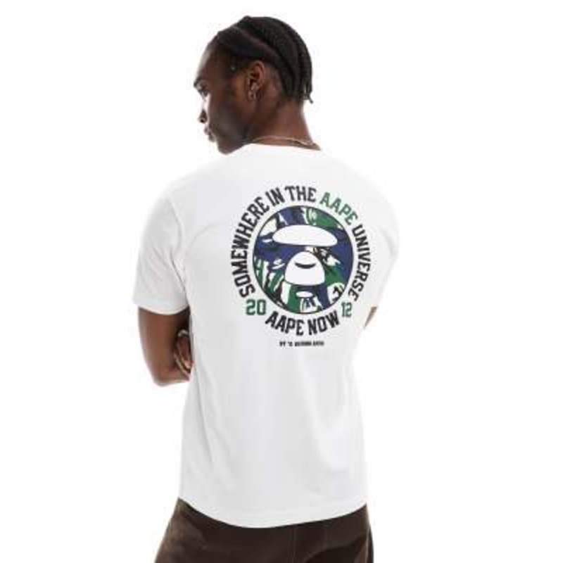 Aape By A Bathing Ape logo t-shirt with camo back print in white