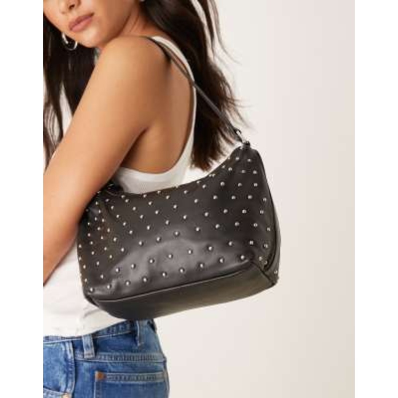 Becksondergaard nappa leather studded shoulder bag in black