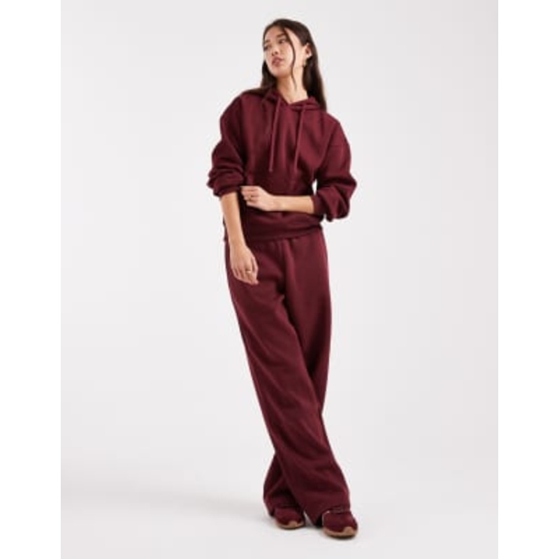 ONLY jersey hoodie in burgundy – part of a set