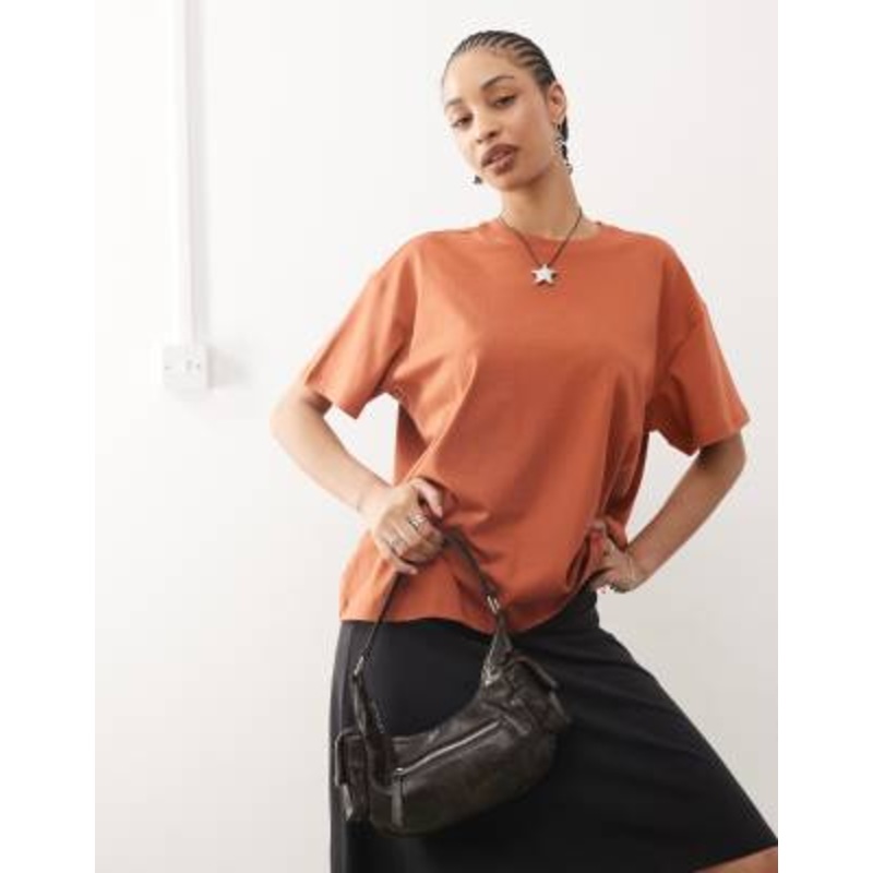 Weekday boxy fit oversized T-shirt in rust