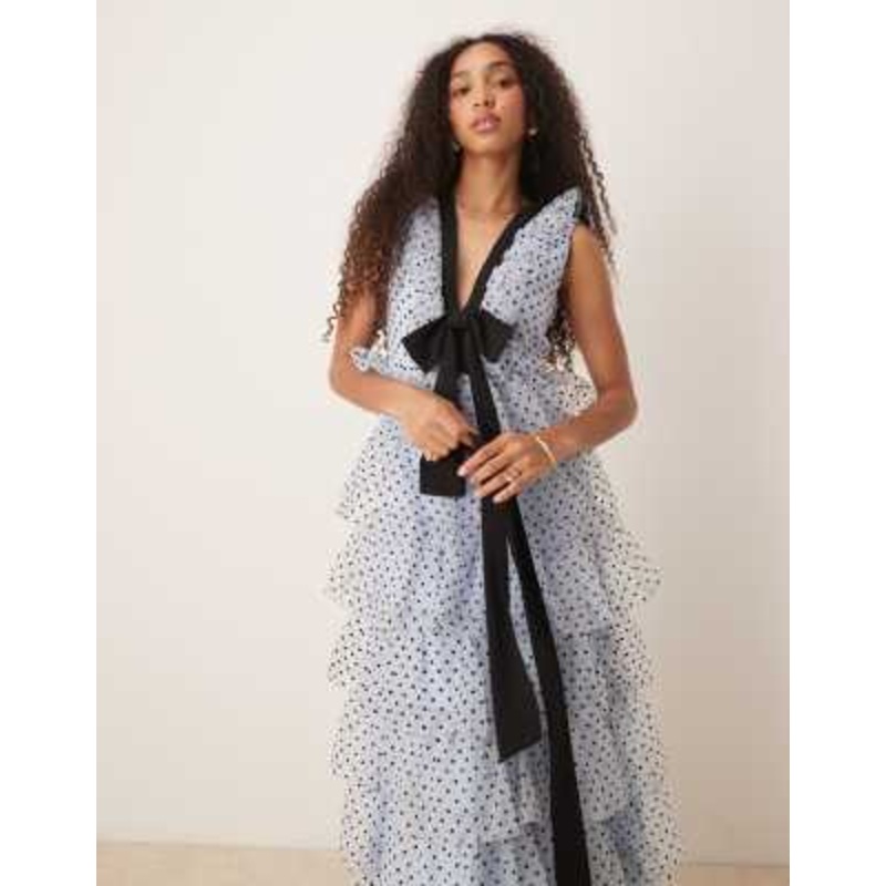 Dream Sister Jane Haven ruffle midi dress in blue